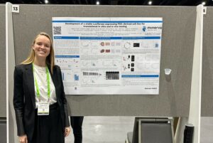 Sigrid presenting the development of a stable luciferase expressing PDX-derived cell line for translational in vitro and in vivo testing within oncology at the poster session during the AACR 2024.